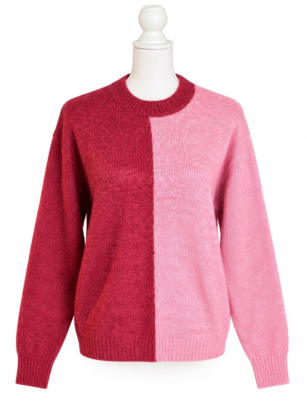 Vigoss Pink and Red Colorblock Knit Cardigan